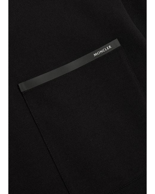 Moncler Black Logo-Appliquéd Piqué Cotton Polo Shirt for men