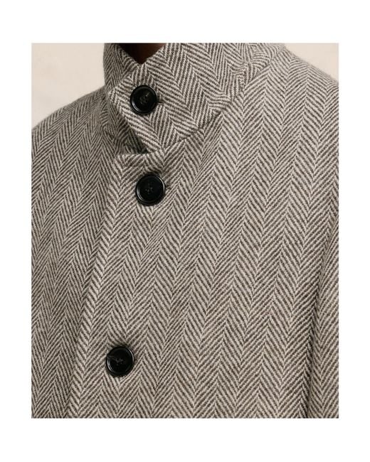 AMI Gray High-Neck Wool Coat