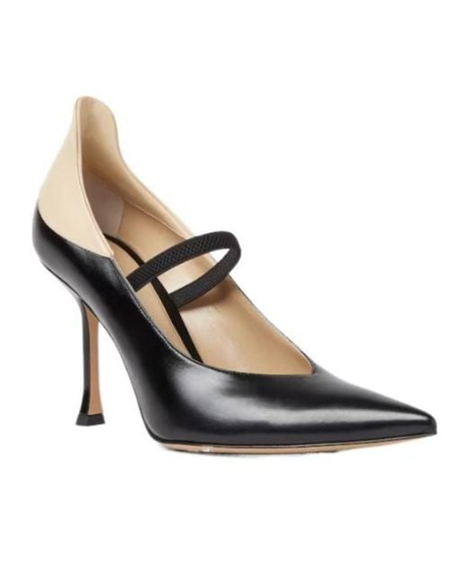 Fendi Black Nude And Leather Court Shoes