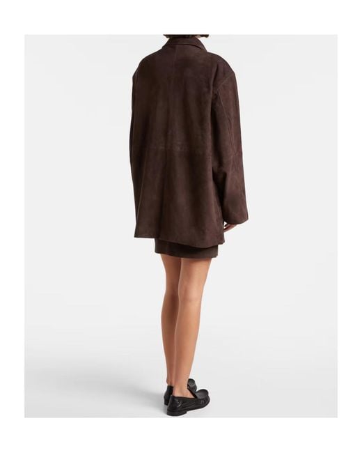 ROTATE BIRGER CHRISTENSEN Brown High Collar Long Sleeve Leather Jacket