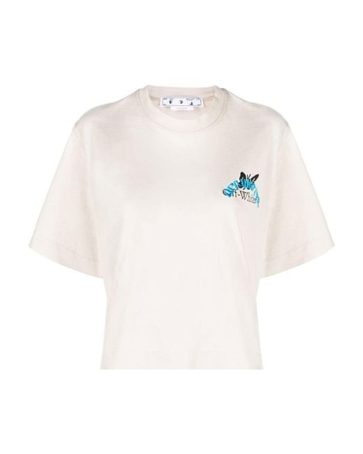 Off-White c/o Virgil Abloh White Butterfly Embr Logo Crop Tee Light