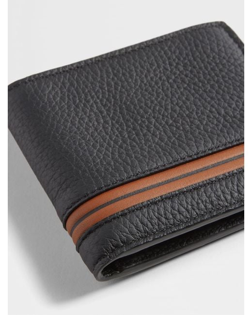Zegna Gray Embossed Bi-Fold Wallet for men