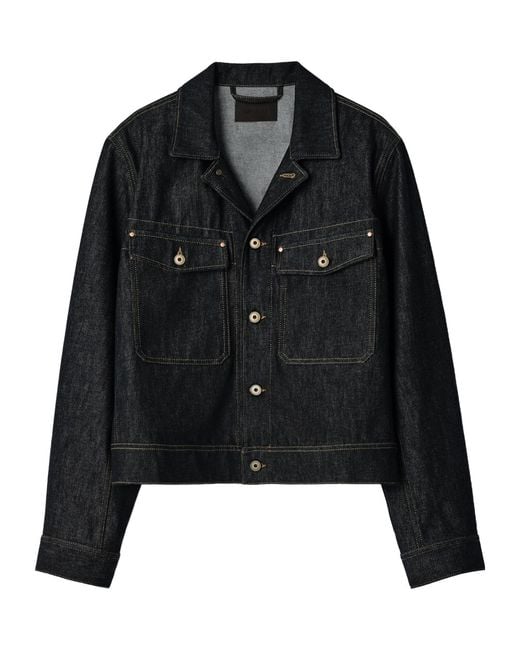 Lemaire Black Trucker Contrast-Stitch Denim Jacket for men