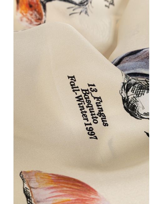 Moschino Green Mushroom-Print Silk Scarf for men