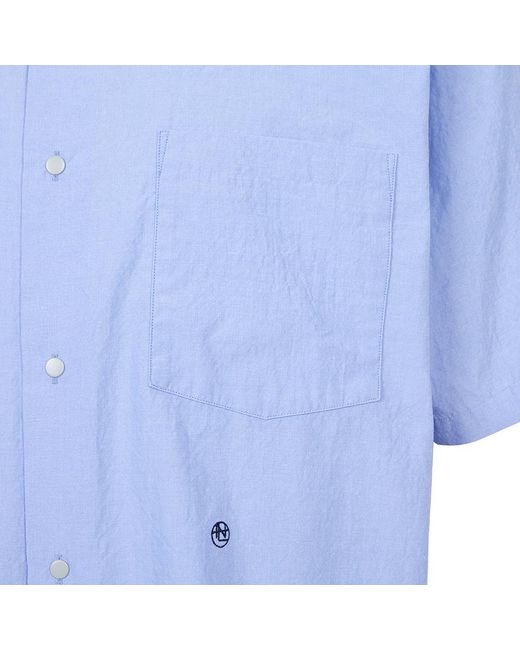 Nanamica Blue Short-Sleeved Shirt for men