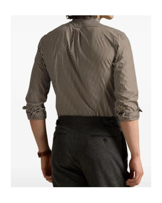 Polo Ralph Lauren Gray Polo Pony-Embroidered Striped Shirt for men