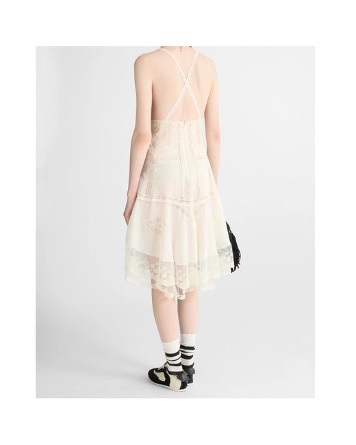 Ermanno Scervino White Lace Trim Midi Dress