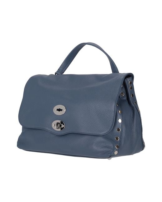 Zanellato Blue Postina Twist-Lock Medium Tote Bag
