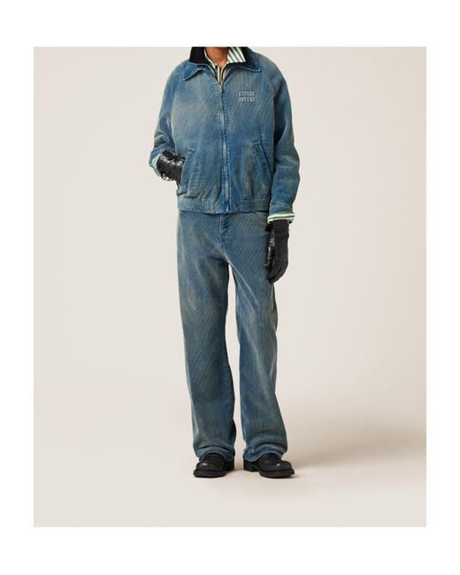 Miu Miu Blue Corduroy Straight-Leg Pants