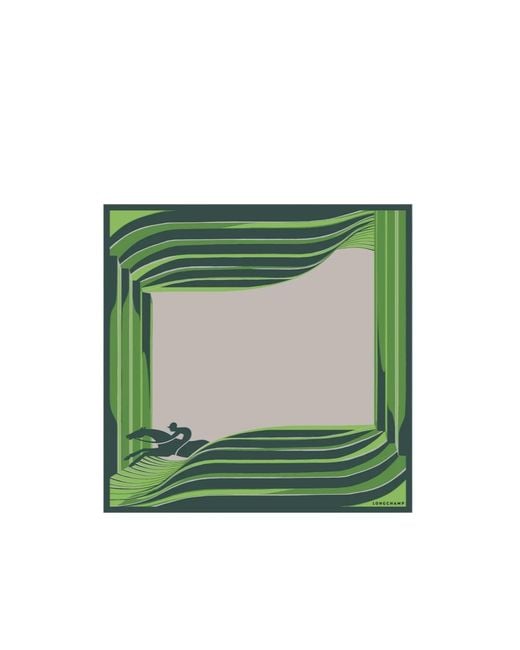 Longchamp Green La Maison Unique Silk Scarf 70