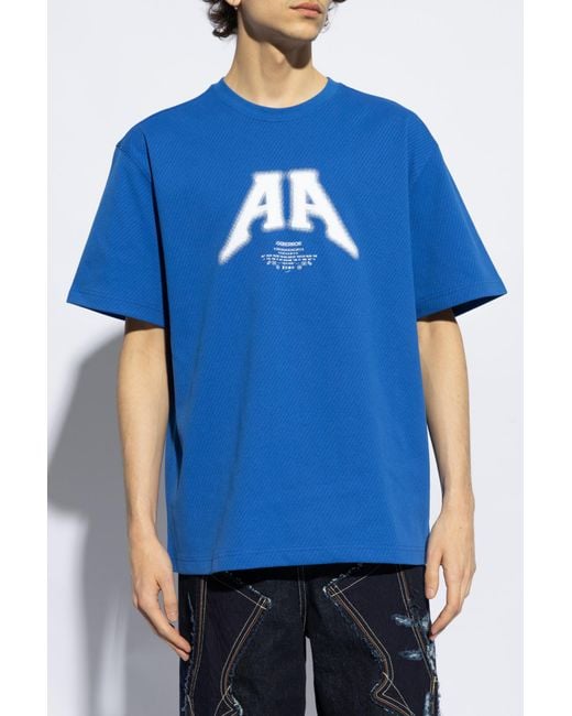 Adererror Blue Short-Sleeved T-Shirt for men