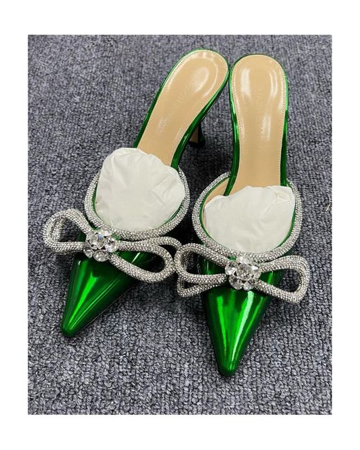 Mach & Mach Green Double Bow Muller Heels