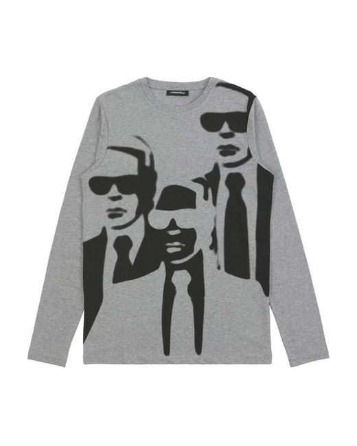 Karl Lagerfeld Gray Printed T-Shirt for men