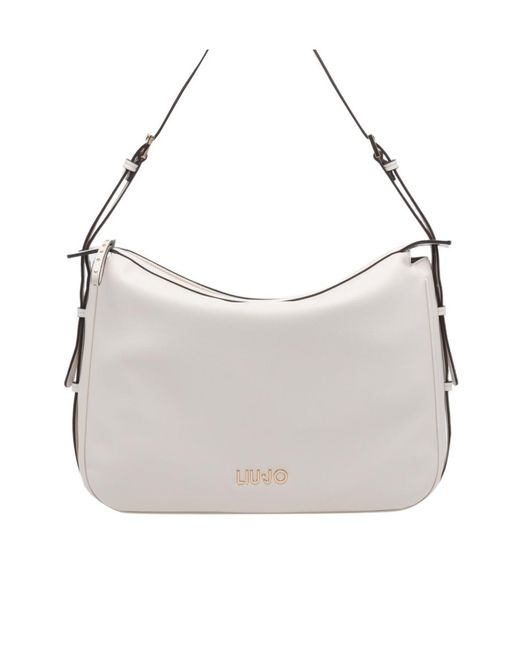 Liu Jo Gray Logo Zip Shoulder Bag