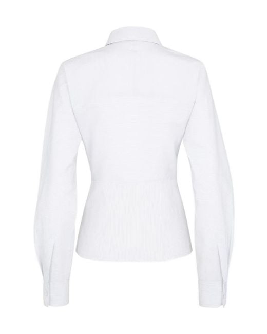 Fendi White Long-Sleeved Striped Shirt