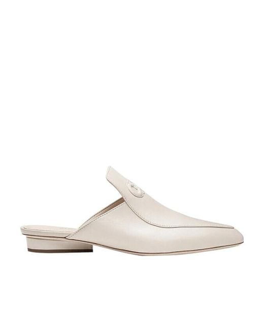 Ferragamo White Logo Flat-Soled Muller Shoes