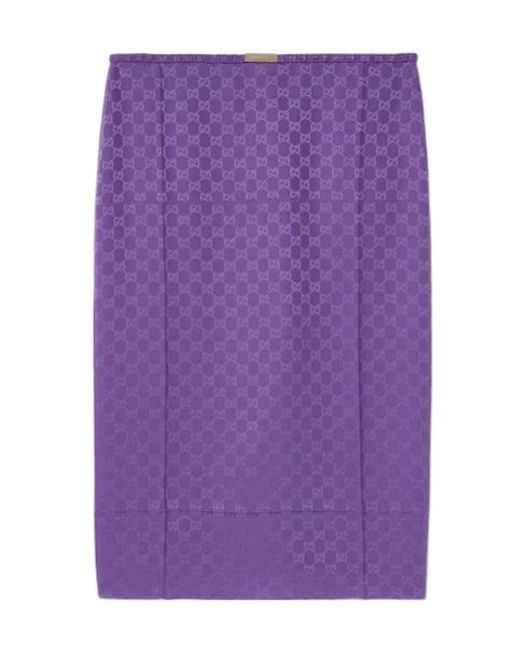 Gucci Purple Gg Jacquard Skirt