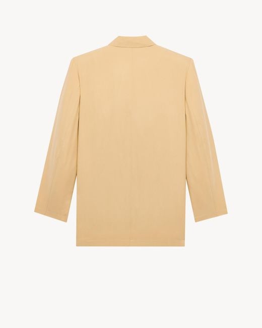 Saint Laurent Natural Double-Breasted Long-Sleeved Jacket