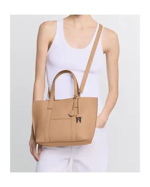 Hogan Natural Logo Embossed Top Handle Bag