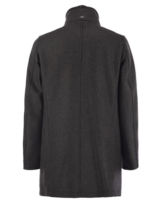 Herno Black Coat With Detachable Collar for men