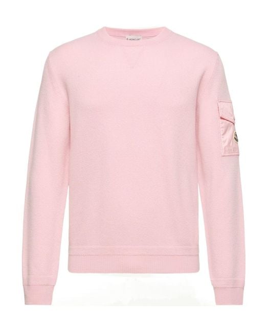 Moncler Pink Wool Sweater for men
