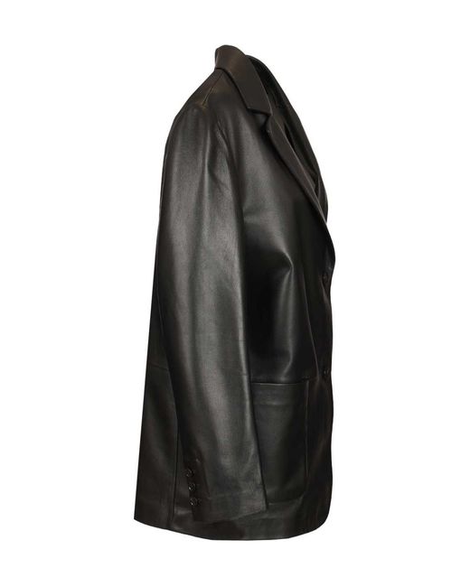 Arma Black Ohann Single-Breasted Leather Blazer