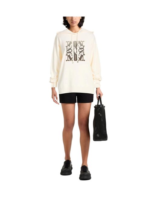 Max Mara White Wool Knitted Hooded Top