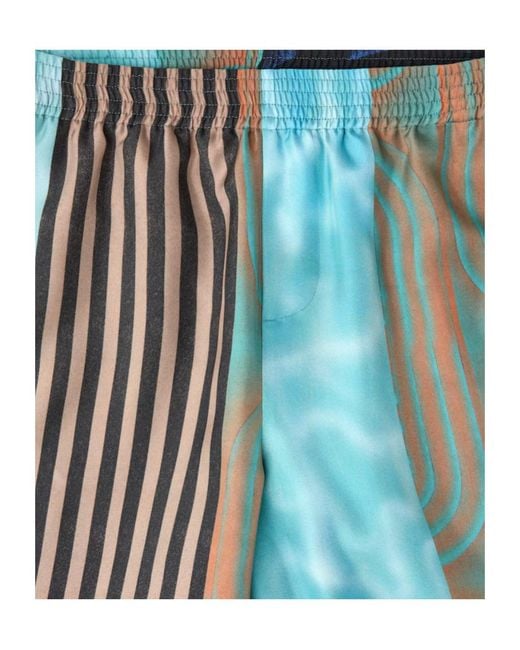 Versace Blue Pattern-Printed Twill Shorts for men