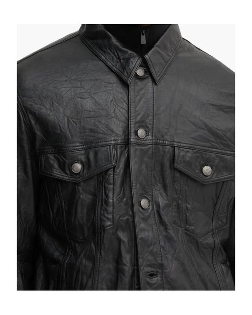 Zadig & Voltaire Black Leather Button-Fastening Jacket for men