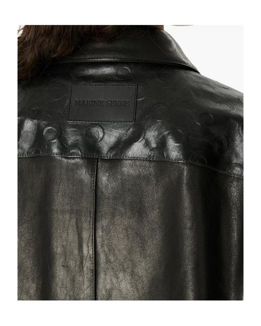 MARINE SERRE Black Glossy Moon Leather Shirt for men