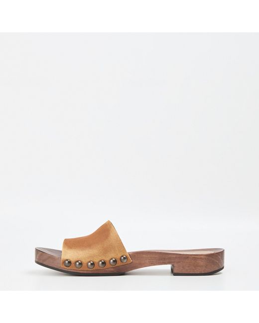 Miu Miu Brown Logo Detail Slippers