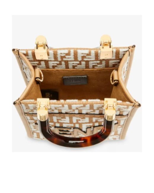 Fendi Natural Mini Sunshine Shopper Bag
