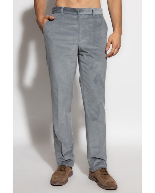 Etro Gray Straight Leg Corduroy Trousers for men