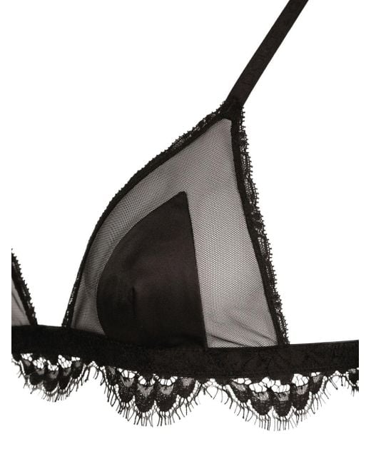 Dolce & Gabbana Black Lace-Detailed Triangle Cup Bra