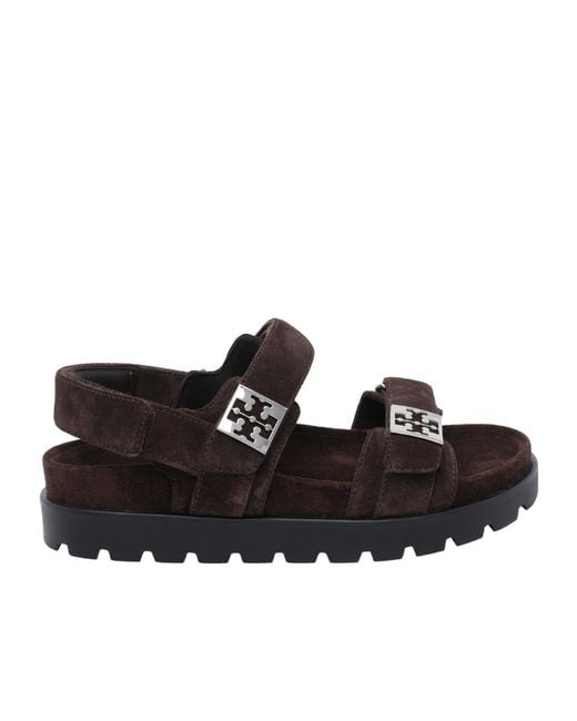 Tory Burch Black Mellow Sport Logo Flat Sandals