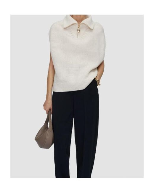 Joseph White Half Zip Knitted Sweater