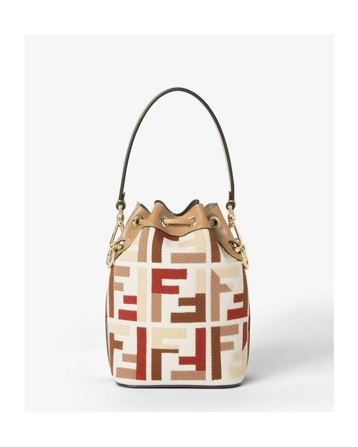 Fendi White Mon Tresor Drawstring Bucket Bag