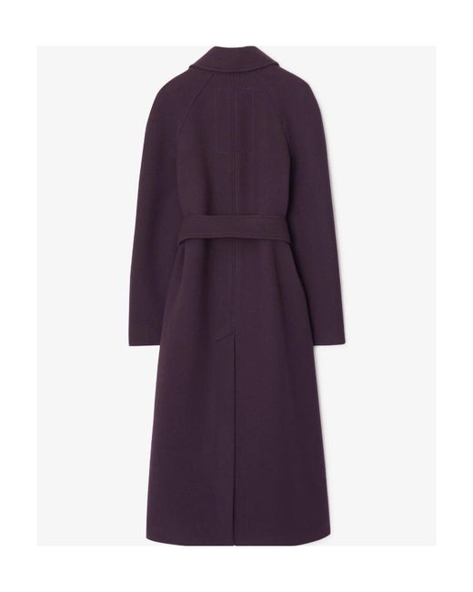 Burberry Purple Single-Breasted Belted Wool Coat