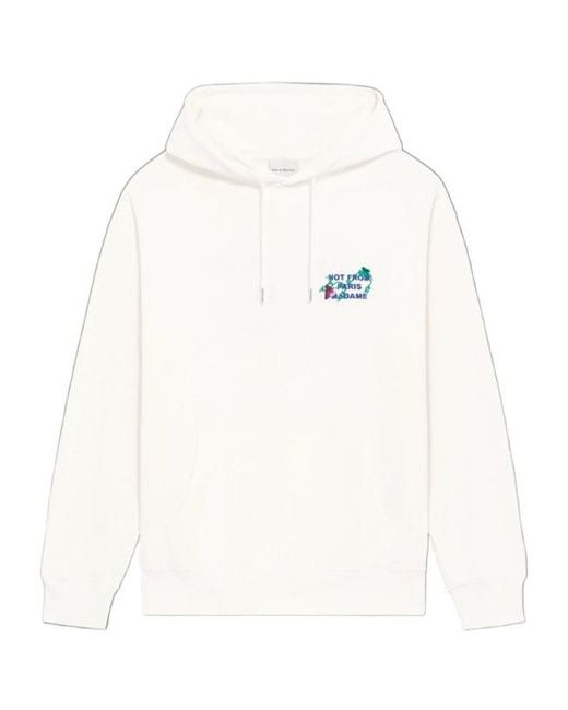 Drole de Monsieur White Vine Embroidered Slogan Hoodie for men