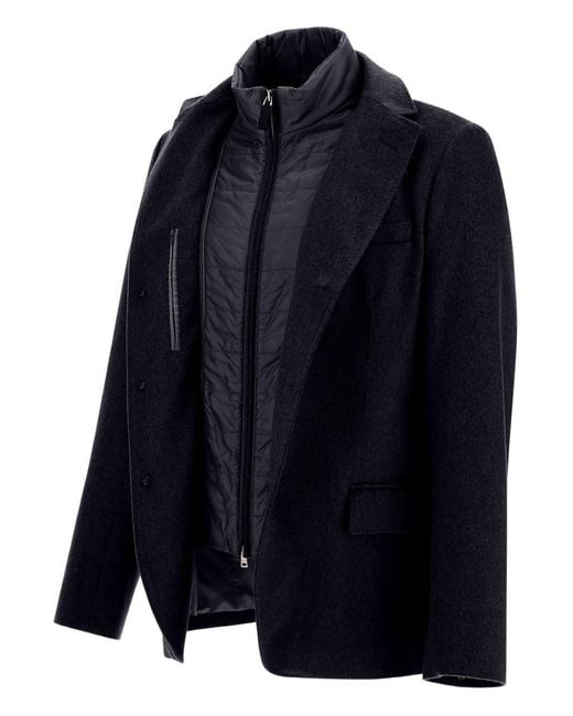 Herno Blue Detachable-Collar Jacket for men