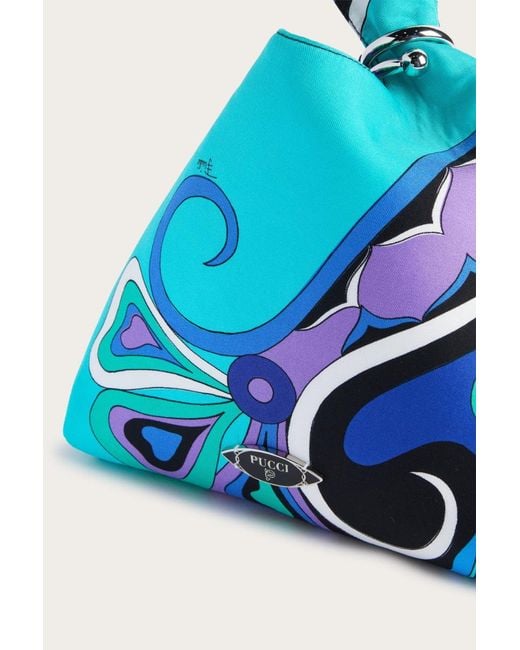 Emilio Pucci Blue Pucci Orchidee Small Printed Tote Bag