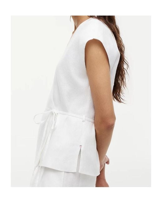 Tommy Hilfiger White Wrap-Style Sleeveless Blouse