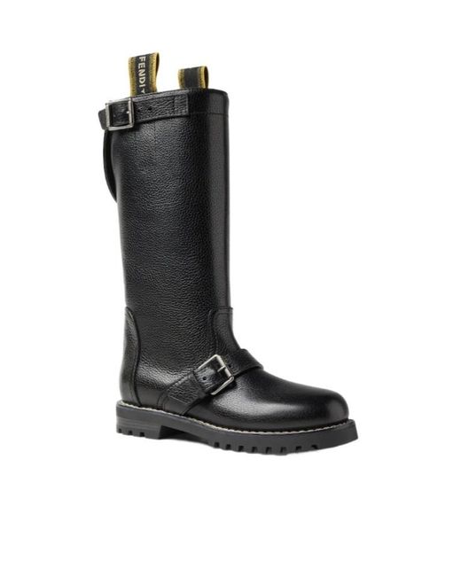 Fendi Black Commando Leather Boots