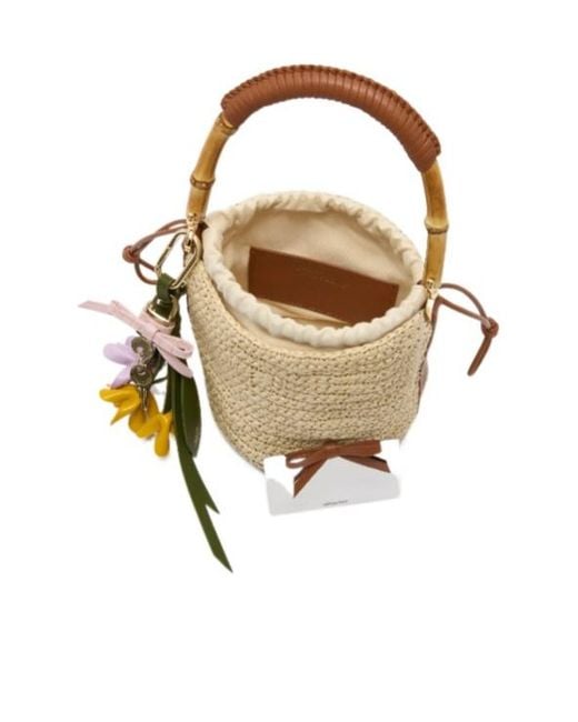 Self-Portrait Metallic Bamboo-Handle Raffia Shoulder Bag