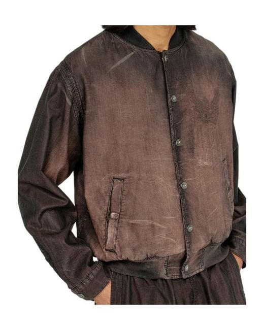 DIESEL Brown D-Belmor- Embroidered Bomber Jacket for men