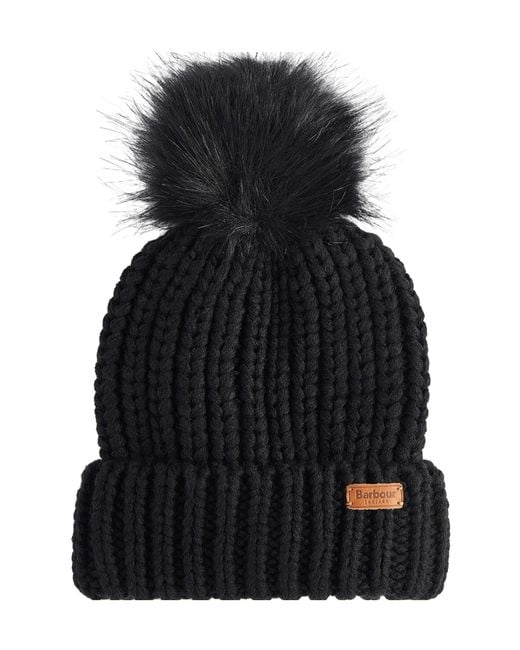 Barbour Black Ribbed Knit Beanie