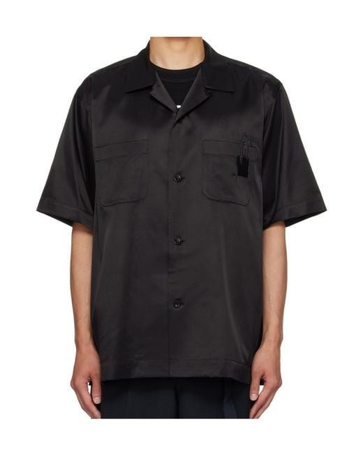 Sacai Black Lapel Short-Sleeved Shirt for men