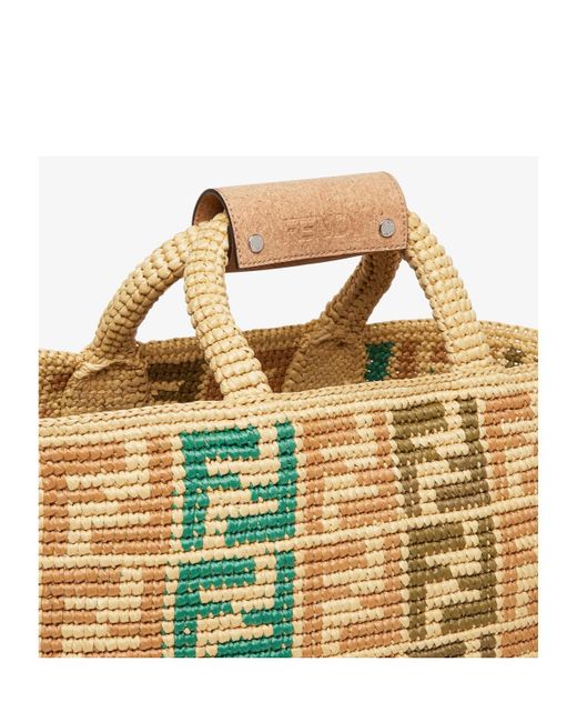Fendi Metallic Ff Embroidered Raffia Tote Bag for men
