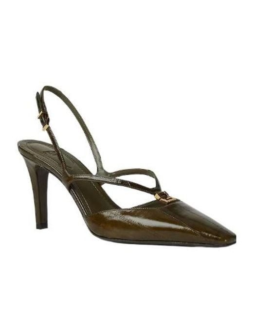 Fendi Metallic Ffold Slingback Pumps