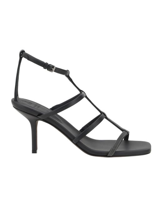 Brunello Cucinelli Metallic Strapped Heeled Sandals